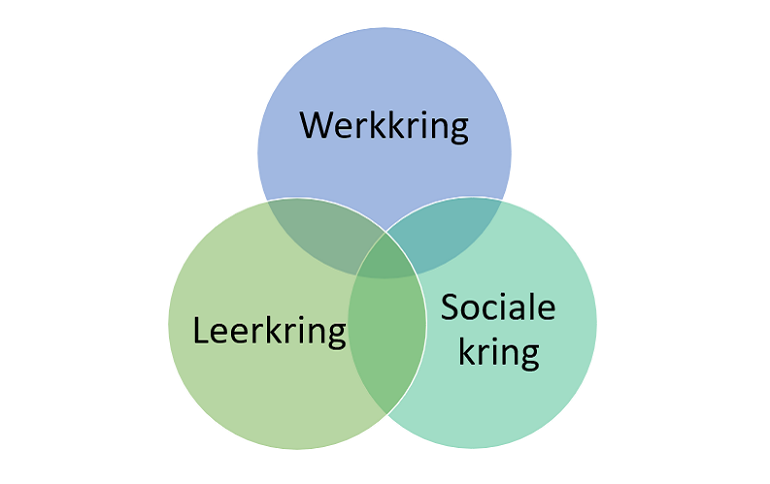 In elkaar overlopende kringen: werkkring, leerkring en sociale kring. Werkkring: werk staat centraal en het management geeft richting. Leerkring: management en medewerkers geven samen richting aan leren en ontwikkelen. Sociale kring: medewerkers geven richting en het management geeft ruimte ten behoeve van sociaal comfort.